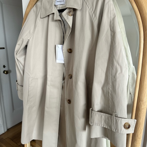 NWT MARELLA Light Beige Trench Coat with Button Front - Picture 2 of 10